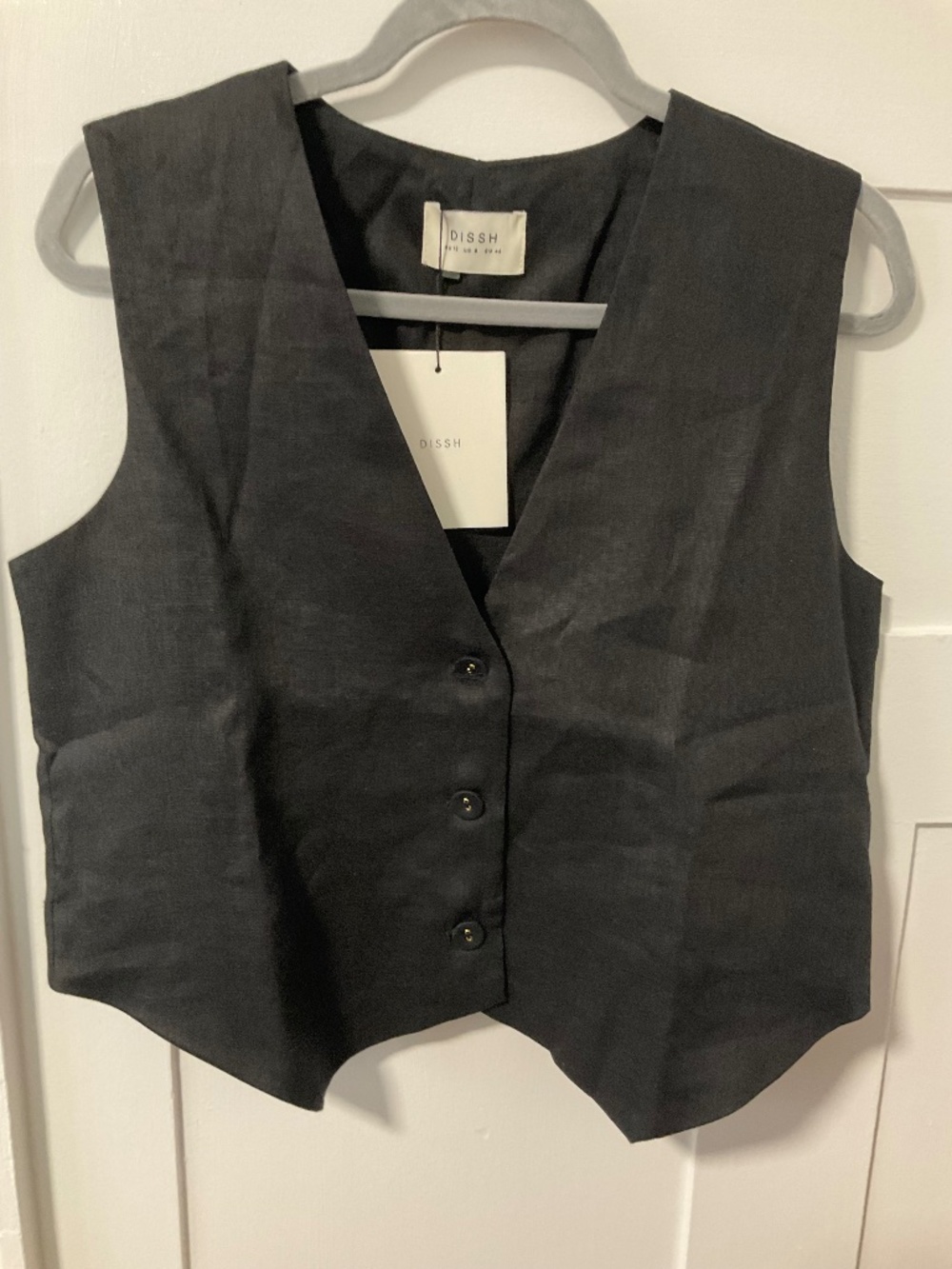 NWT DISSH Linen vest in black size 8